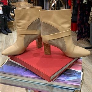Chloe Tan Suede Leather Ankle Block Heel Boot